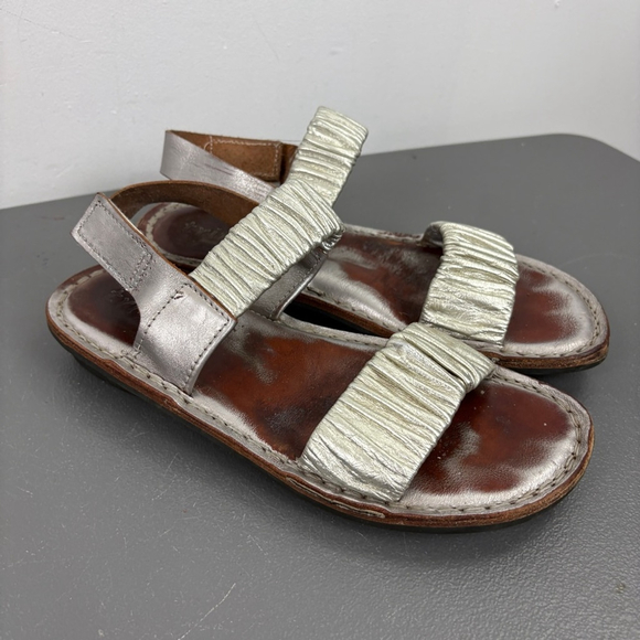 Trippen Silver Leather Rustic Sandals